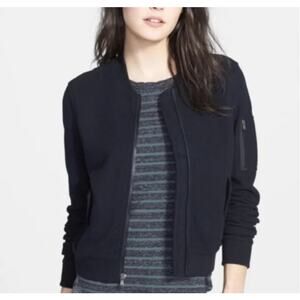 Standard James Perse Brushed Fleece Bomber Jacket Womens XL Black Zip Moto Gorp